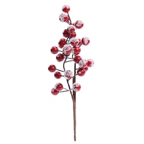 Galho Curto Nevado C/Frutas Vrm/Bco 30cm C/1un 1015514