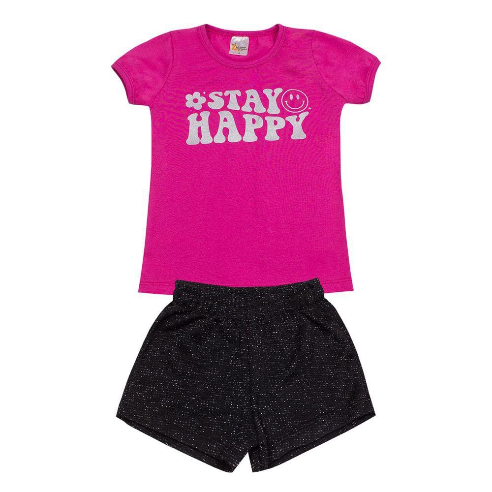 Conjunto Infantil Menina Stay Happy Roupa Menina Verão