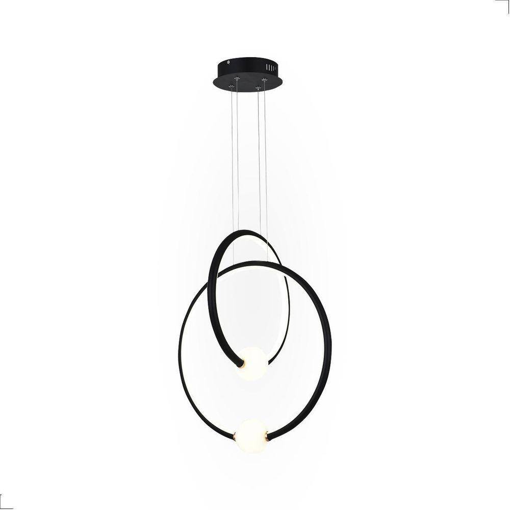 Pendente Círculo Duplo LED 45W | Preto/Dourado