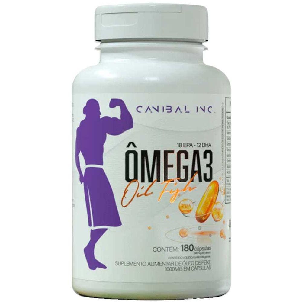 Ômega 3 1000mg Óleo de Peixe 18EPA 12DHA 180 cápsulas Canibal