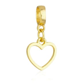 Pingente Berloque Coração Vazado Pandora Banhado a Ouro 18k - Premium