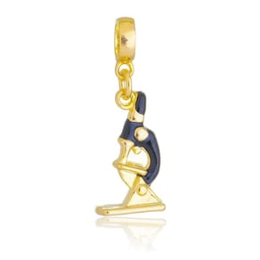 Pingente Berloque Microscópio Símbolo da Biomedicina Pandora Banhado a Ouro 18k - Premium