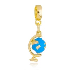 Pingente Berloque Globo Terrestre Pandora Banhado a Ouro 18k - Premium