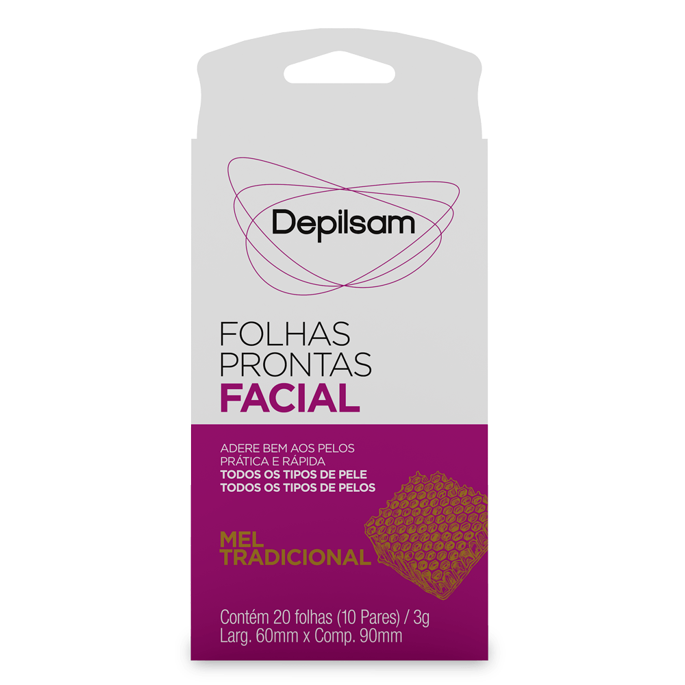 Folhas Prontas Facial Depilsam Mel 10 Pares
