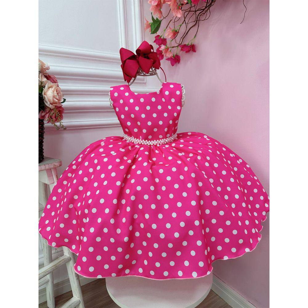 Vestido Infantil Barbie Rosa Pink Brilho Aniversário Temático