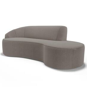 Sofá Living  3 Lugares 230cm Braço Esquerdo Mozart D06 Bouclê Bege Escuro - Mpozenato
