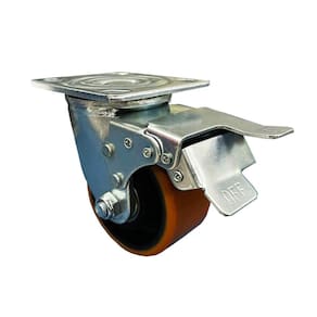 Rodízio Giratório De Poliuretano Com Freio - 4pol - 100mm – 300kg – JST