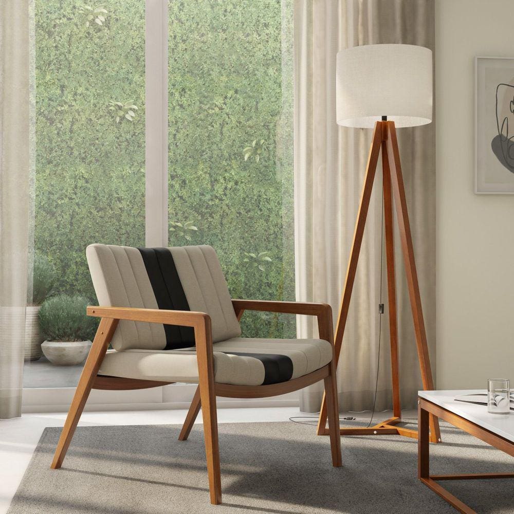 Poltrona 226 Couro e Linho Uxua Areia