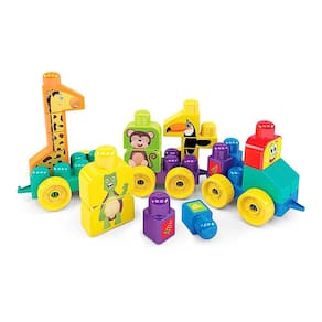 Blocolândia Trem Puxa Zoo 33 pçs com Adesivos - MK362 - Dismat