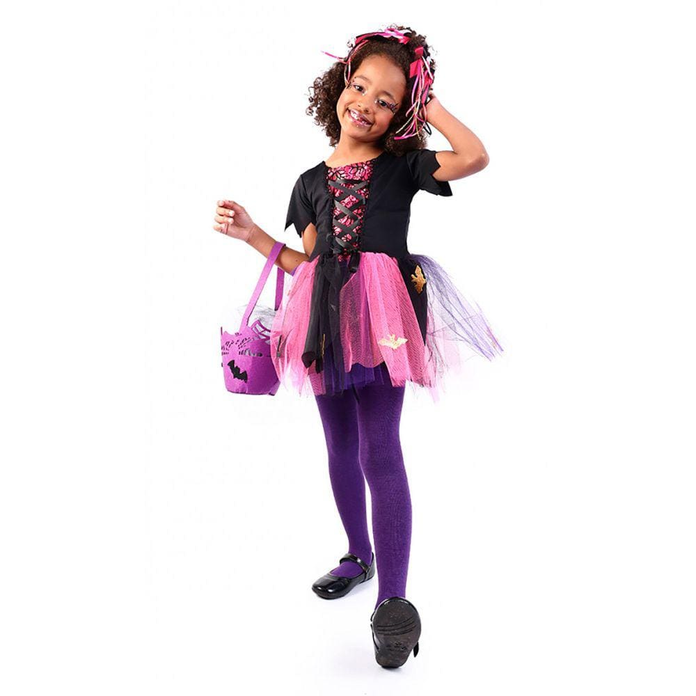 Fantasia Vampira Conjunto Infantil Halloween Dia das Bruxas Carnaval