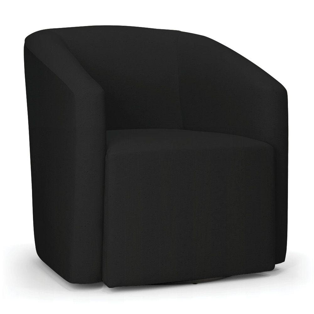 Poltrona Stella Max Linho Preto A79 Base Giratória - D`Rossi