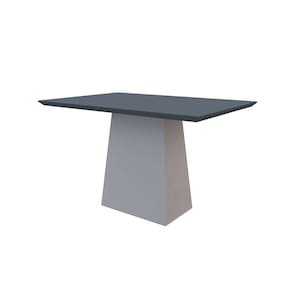 mesa de jantar retangular com tampo de vidro jasmin cinza e off white 120 cm