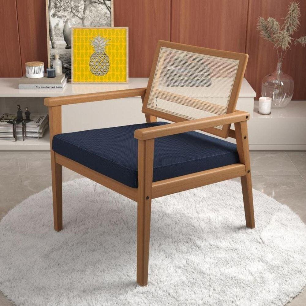 Poltrona em Linho 518 Caraiva Azul Marinho