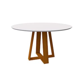mesa de jantar redonda com tampo de vidro vitoria off white e ype 135 cm
