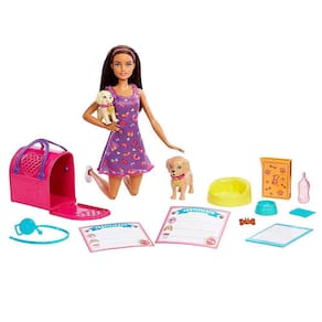 Boneca Barbie Adota Cachorrinho Morena HKD85 HKD86 - Mattel