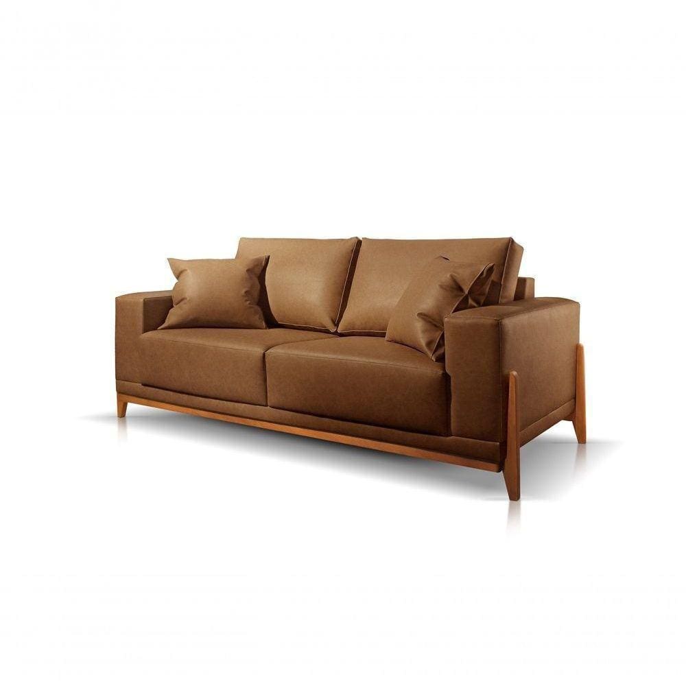 Sofá 2 Lugares Fixo Living Bellagio Couro Caramelo 1,9m