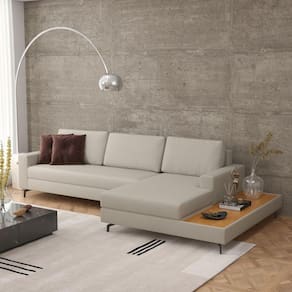 Sofá em Linho 322cm Chaise Direito e Deck Loft Areia