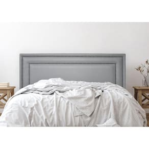 Cabeceira King Estofada para Cama Box com Tachas 193x60cm Reta Luxo Dupla Cinza/Fumê