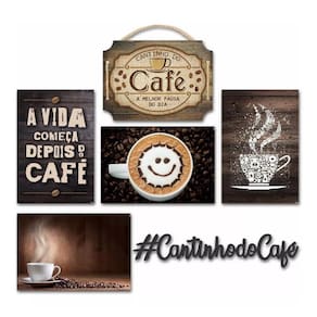 Kit 6 Placas Decorativas Em Mdf Tema Café 30X20Cm Cafeteria