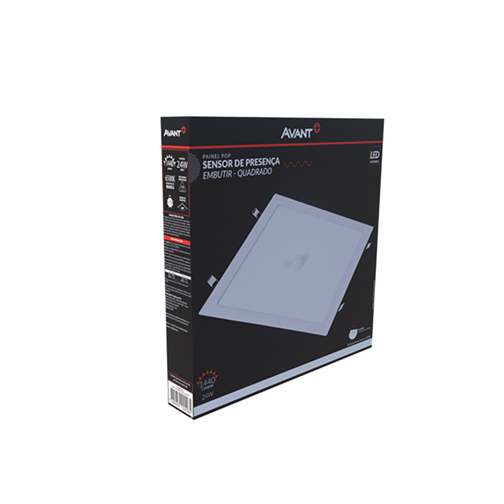 Painel LED com Sensor 24W Embutir