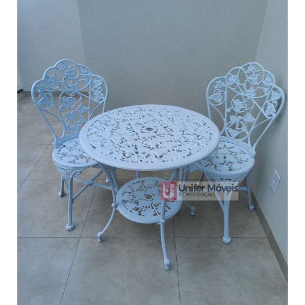 Conjunto de Mesa para Jardim Hera Com 2 Cadeiras em Alumínio Fundido Unifer Móveis