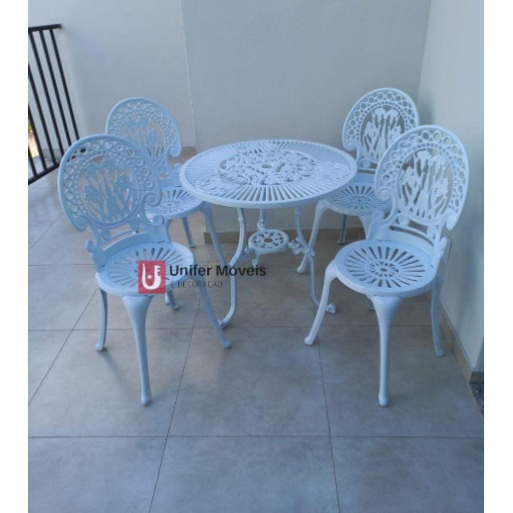 Conjunto de Mesa Para Jardim Itália Com Mesa de 3 Pés Alumínio Fundido Unifer Móveis