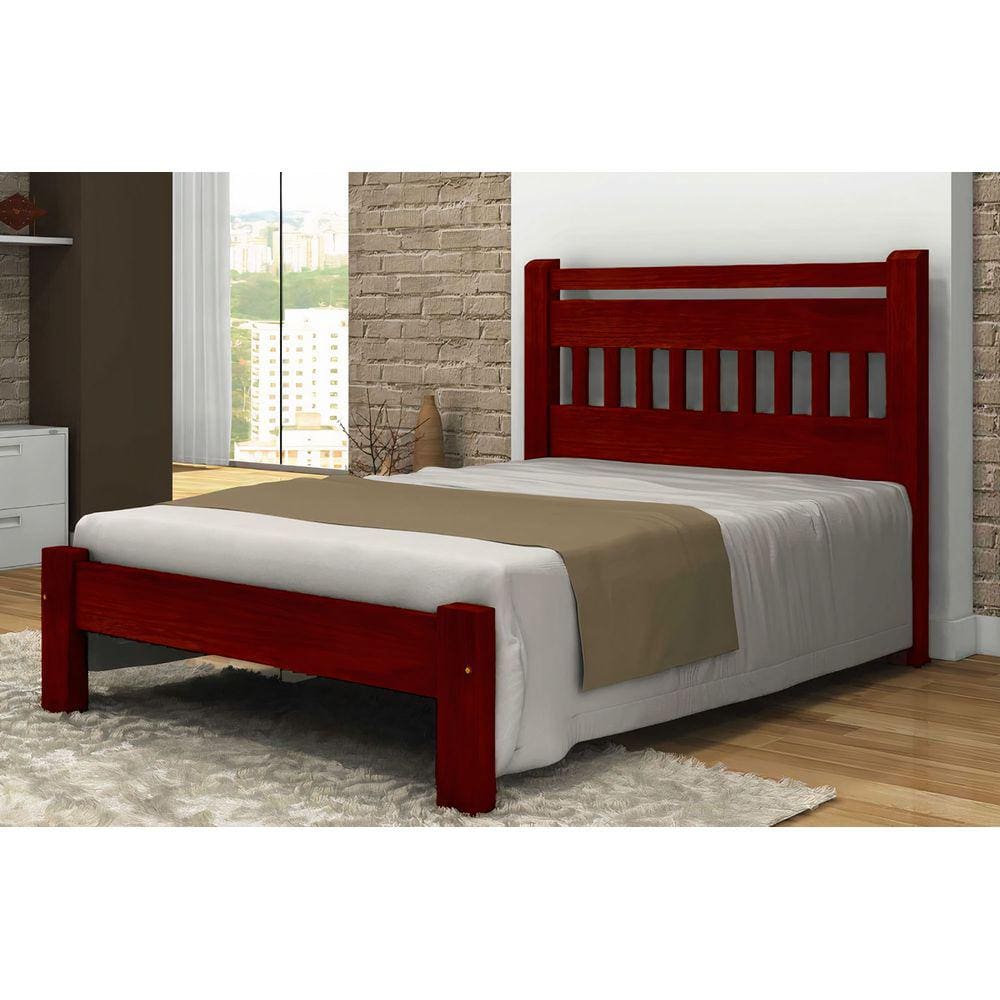 Cama Queen Size Antares de Madeira Maciça Angelim Pedra/Tauari