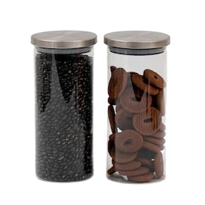 Kit pote de vidro 1300ML tampa de inox 2 pçs - Oikos