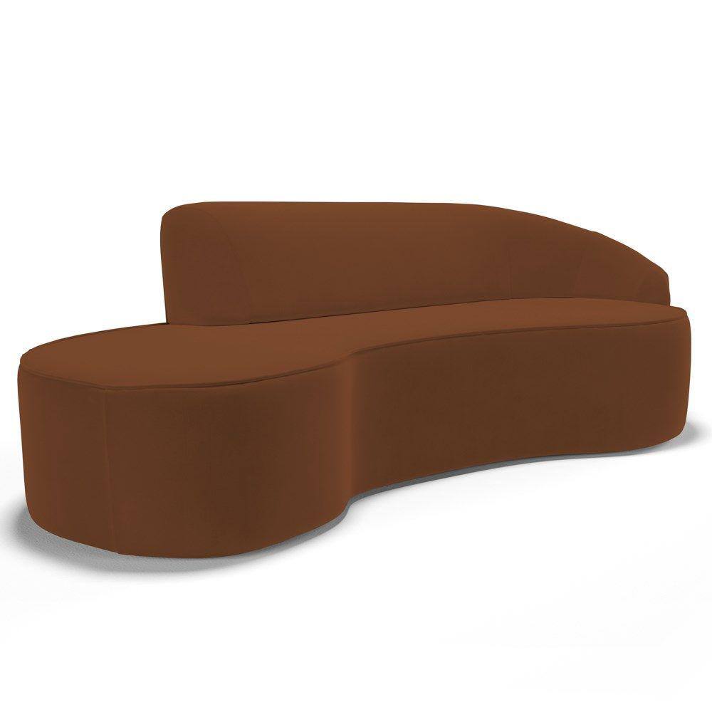 Sofá Living 3 Lugares 230cm Braço Direito Mozart D06 Veludo Telha - Mpozenato