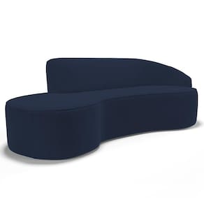 Sofá Living 4 Lugares 280cm Braço Direito Mozart D06 Veludo Azul - Mpozenato