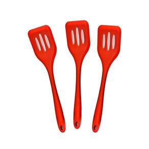 Kit 3 Espátulas De Silicone Vazadas Grande 28Cm Vermelha -