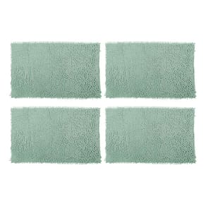Kit 4 Tapete Bolinha Antiderrapante Macio de Banheiro Verde-Àgua
