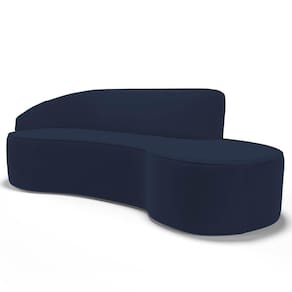 Sofá Living 2 Lugares 180cm Braço Esquerdo Mozart D06 Veludo Azul - Mpozenato