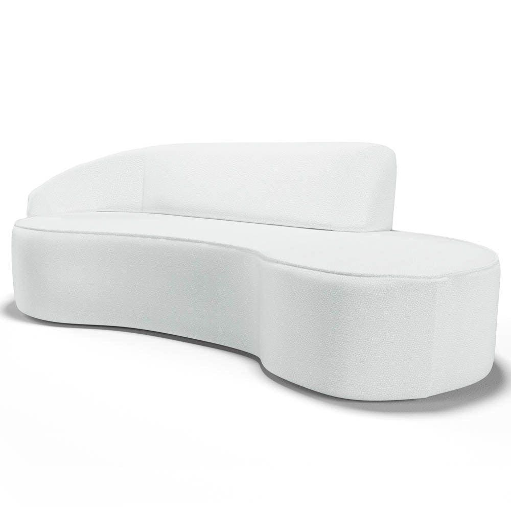 Sofá Living 3 Lugares 260cm Braço Esquerdo Mozart D06 Sintético Branco - Mpozenato