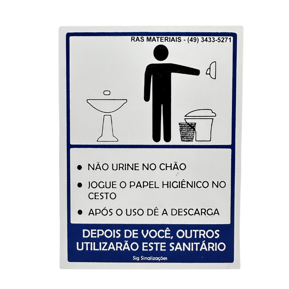 Placa Orientação Banheiro Masculino