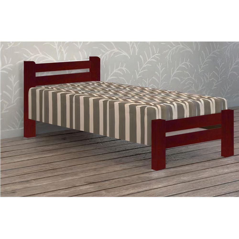 Cama de Solteiro Piazza de Madeira Maciça Angelim Pedra/Tauari