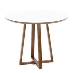 Mesa de Jantar Redonda Lara Premium 100cm em Madeira Maciça e MDF - Branco