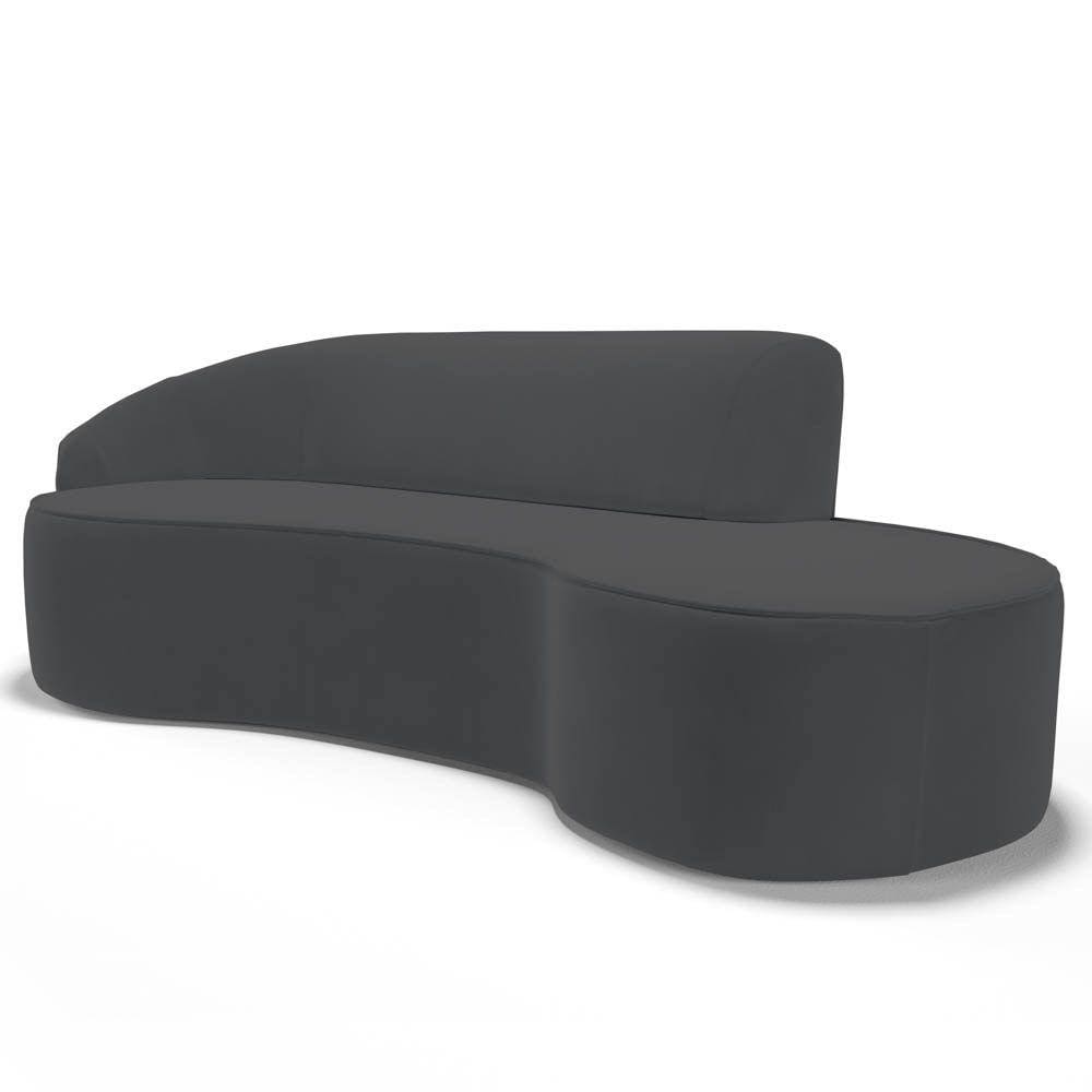 Sofá Living 3 Lugares 260cm Braço Esquerdo Mozart D06 Veludo Cinza - Mpozenato