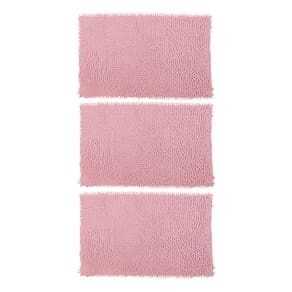 Kit 3 Tapetes de Bolinha Banheiro Antiderrapante38x58cm Rosa