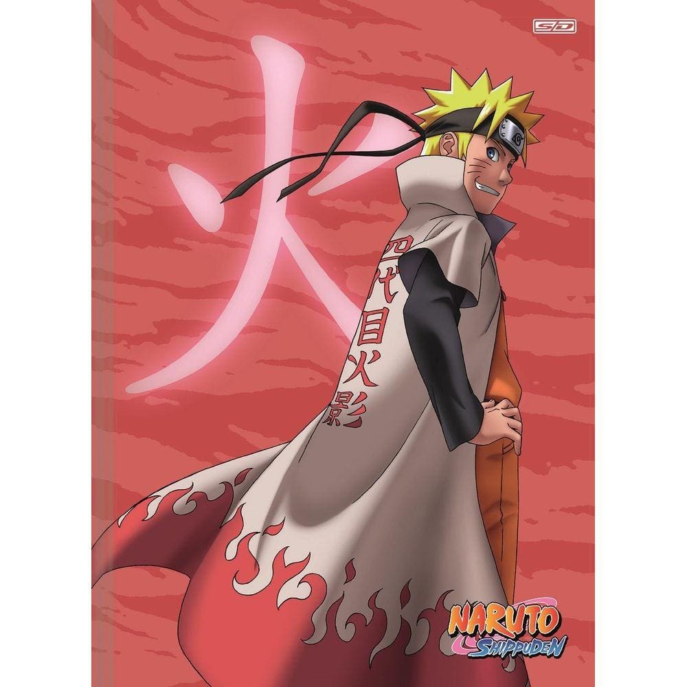 Caderno Brochura Costurado Universitário Anime Naruto 1 Matéria 80 Folhas São Domingos