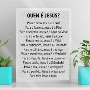 Quadro decorativo Quem é Jesus 45x34cm - Madeira Branca