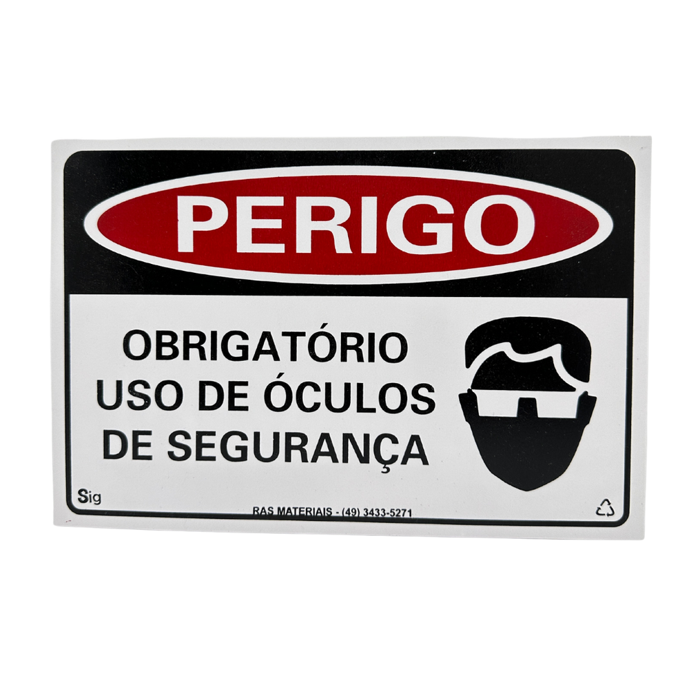 Placa Perigo Obrigatório Uso de Óculos de Segurança