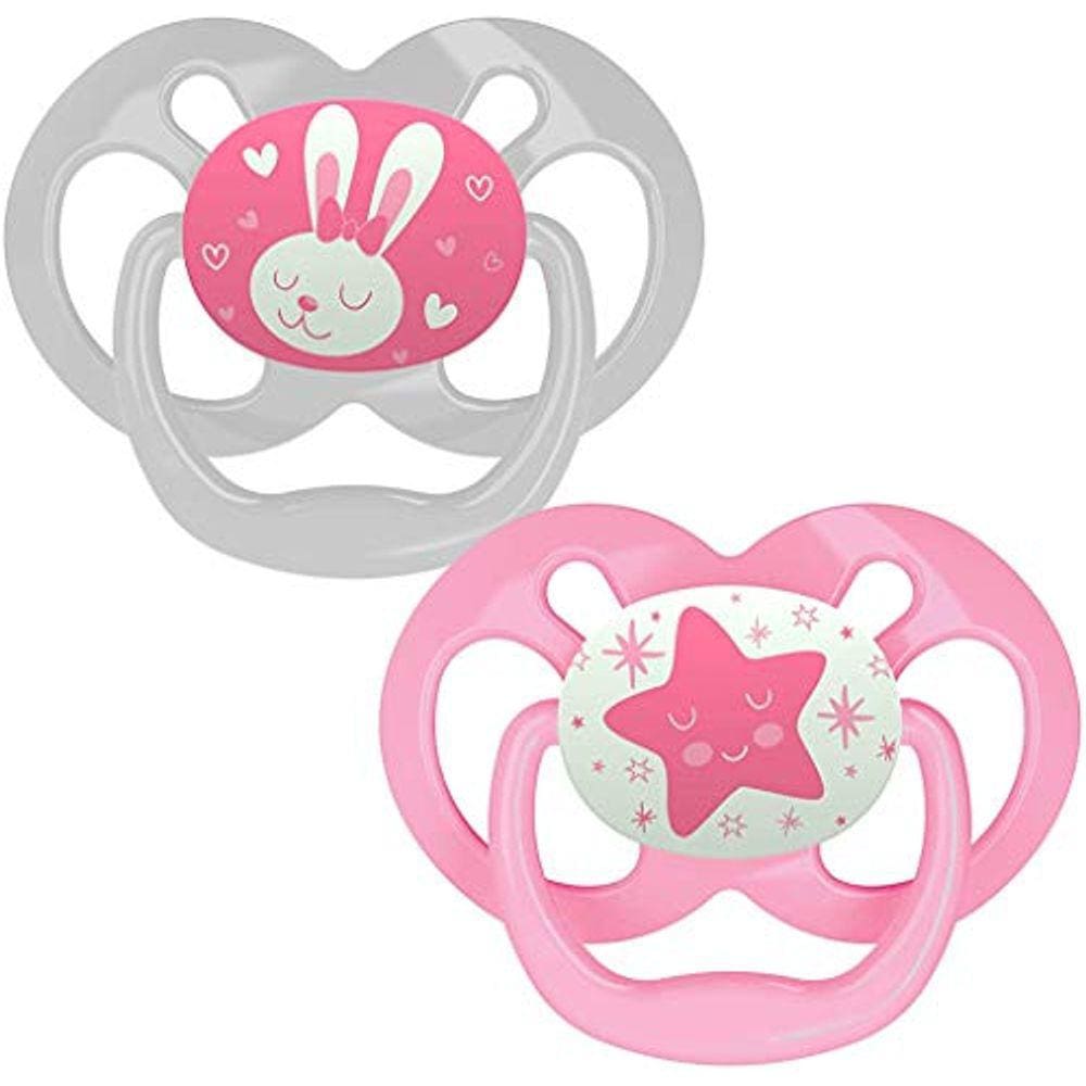 Chupeta para Bebê com Brilho no Escuro 6-18 Meses, Rosa, 2 Unidades - Vantagem Dr. Brown`s
