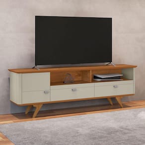 Rack para TV Até 70 Polegadas Atenas 1 Porta 2 Gavetas Off White/Naturalle - Móveis Bechara