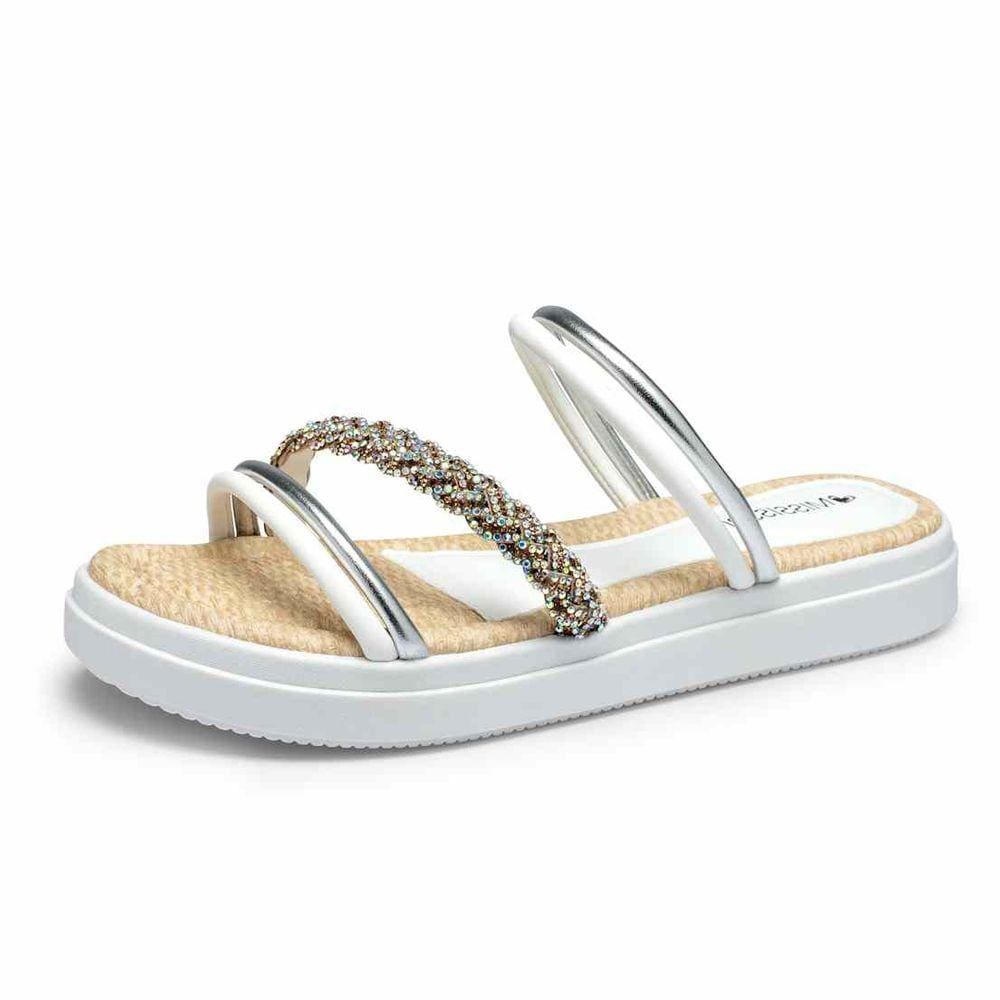 Chinelo Feminino Flat de Tiras com Brilho Mississipi Q9923