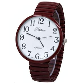 Blekon Coleções Nova Banda de Estiramento Facial Super Grande Movimento Japonês MOVIMENTO PC21J Fashion Watch (Maroon)