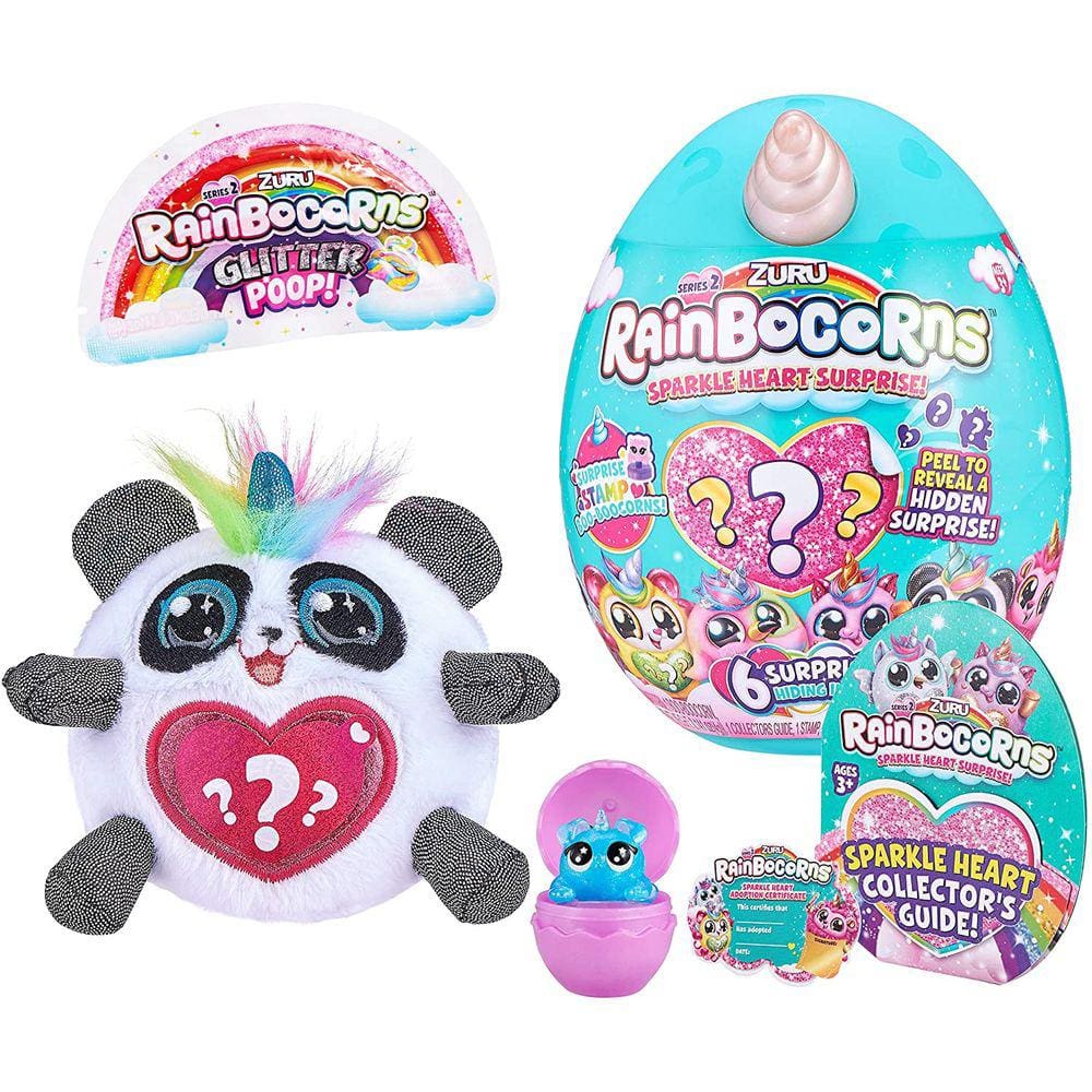 Pelúcia Surpresa Coração Cintilante - Série 2 - Panda Rainbocorns