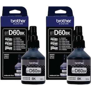Pack 02 garrafas Refil de tinta Brother BTD60BK Preto