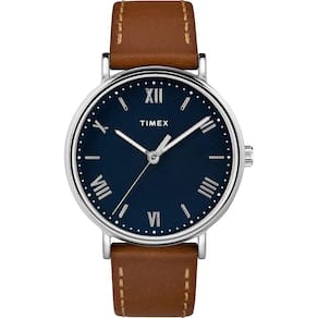 Relógio de couro masculino com cinta Timex - Resistente à água
