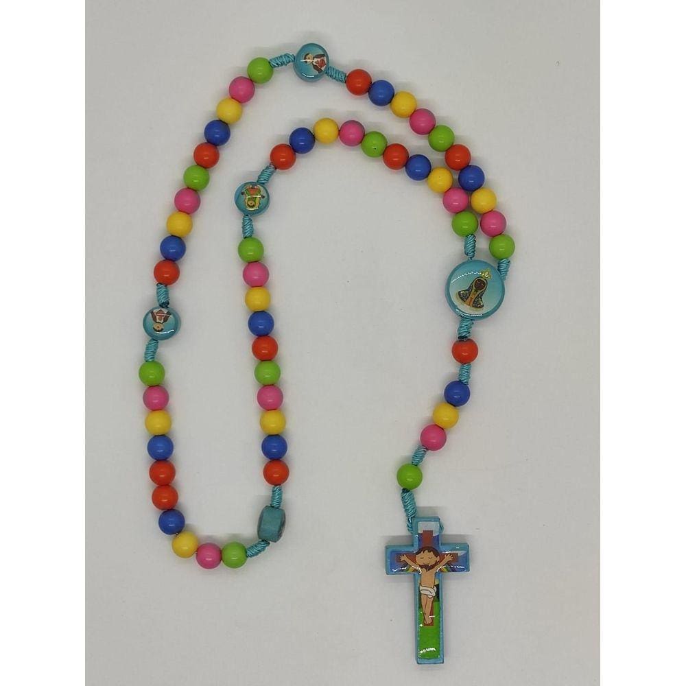 Terço Infantil Colorido  Azul 